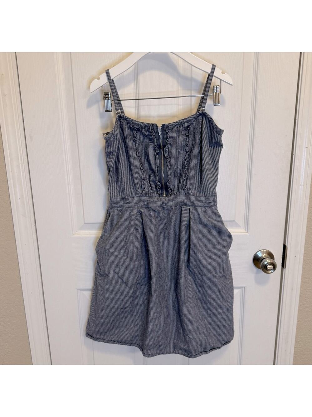 DKNY Cotton Striped Mini Dress with adjustable and detachable straps size M